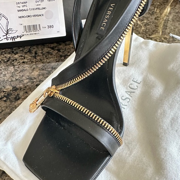 Versace Black and Gold Zipper Sandals - Picture 5 of 6